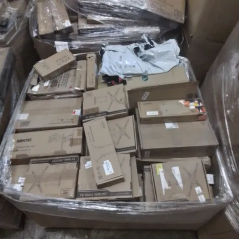 PALLET CONTAINING LARGE QUANTITY OF TV WALL MOUNTS, TABLE TOP TV STANDS, TV MOUNT BRACKETS ETC