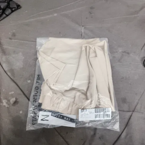 NOISY MAY WIDE LEG ELASTICATED WAIST TROUSERS - OATMEAL - UK SIZE S