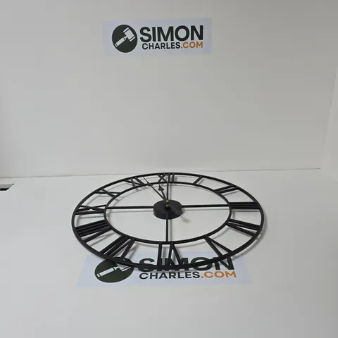 BLACK METAL CIRCULAR SKELETON WALL CLOCK – OPEN-FACE DESIGN