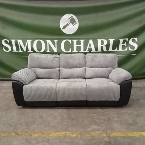 SIENNA FABRIC/FAUX LEATHER HIGH BACK 3 SEATER RECLINER SOFA
