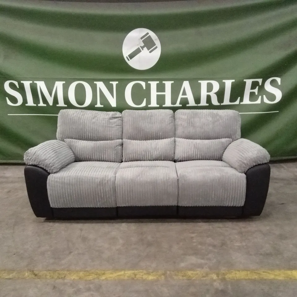 SIENNA FABRIC/FAUX LEATHER HIGH BACK 3 SEATER RECLINER SOFA RRP £849