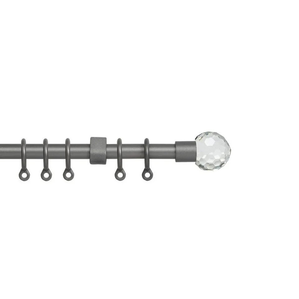 ACRYLIC BALL CURTAIN SINGLE POLE SILVER FINISH