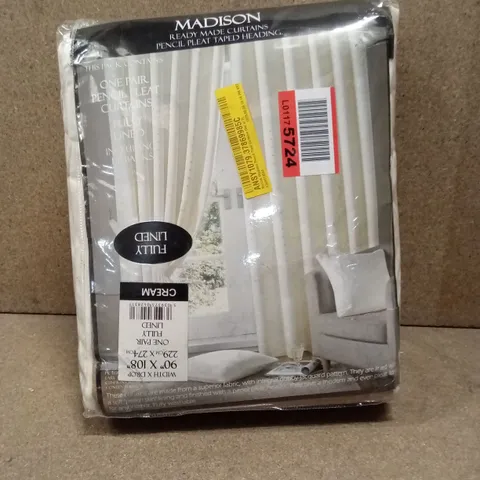 BAGGED NORUSH MADISON PENCIL PLEAT CURTAINS - CREAM // SIZE: 229 X 274cm