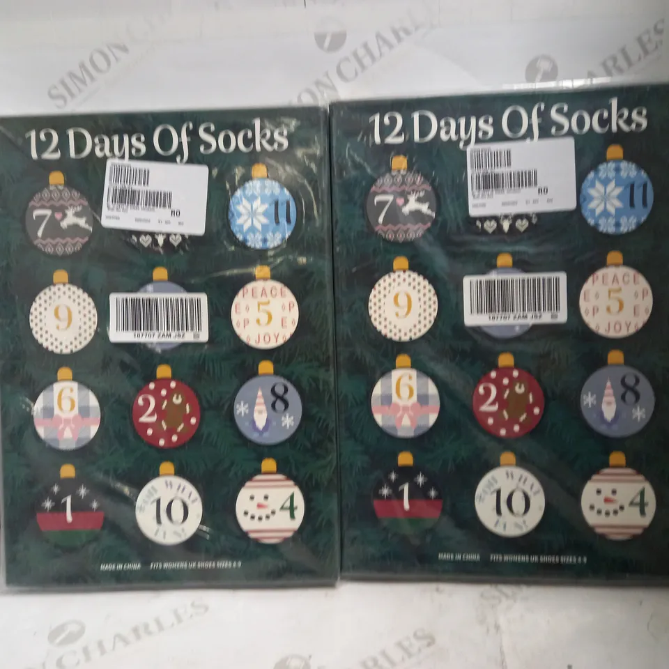 LOT OF 2 MUK LUKS 12 DAYS OF SOCKS ADVENT CALANDER