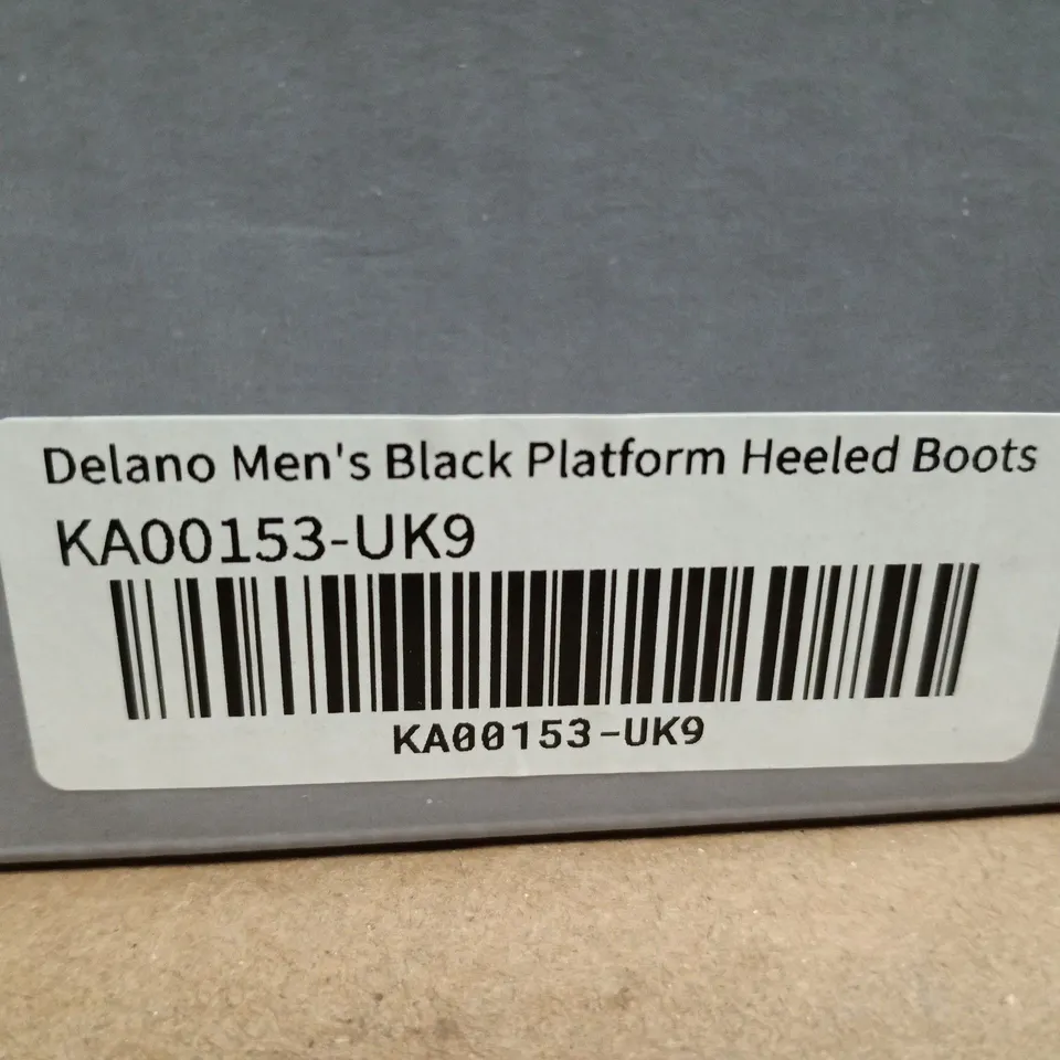BOXED KOI DELANO MEN'S BLACK PLATFORM HEELED BOOTS – UK9