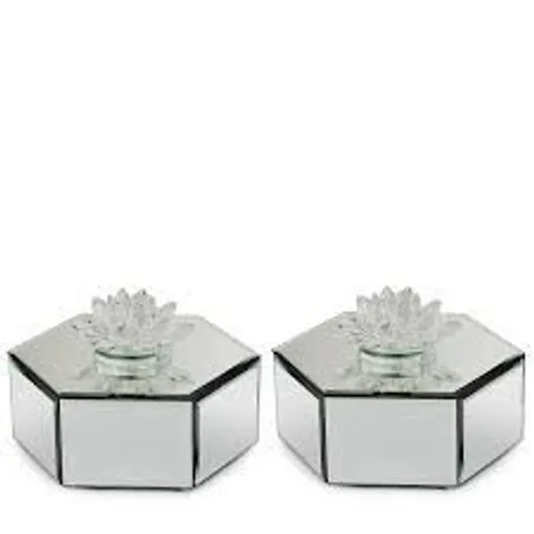 JM BY JULIEN MACDONALD SET OF 2 CRYSTAL LOTUS FLOWER MIRROR TRINKETS