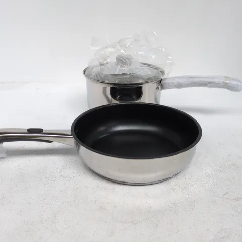 STAINLESS STEEL SAUCEPAN WITH LID AND FRYING PAN SET – INDUCTION COMPATIBLE