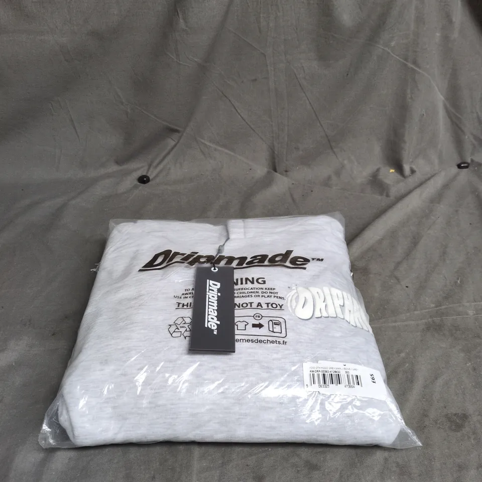 DRIPMADE HOODIE GREY/BONE WITH TAGS, SMALL