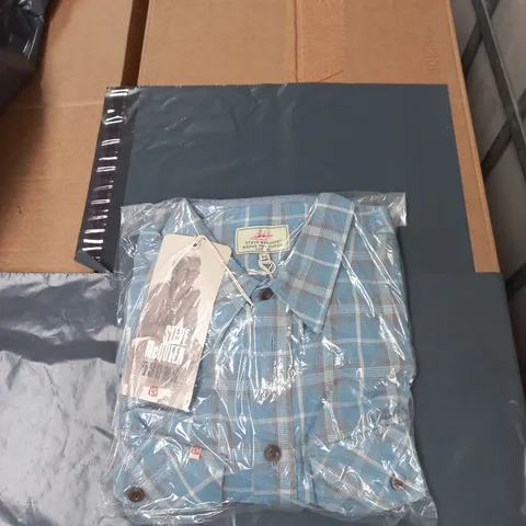 STEVE MCQUEEN & SONS TRADING CO BLUE PLAID SHIRT – SIZE M