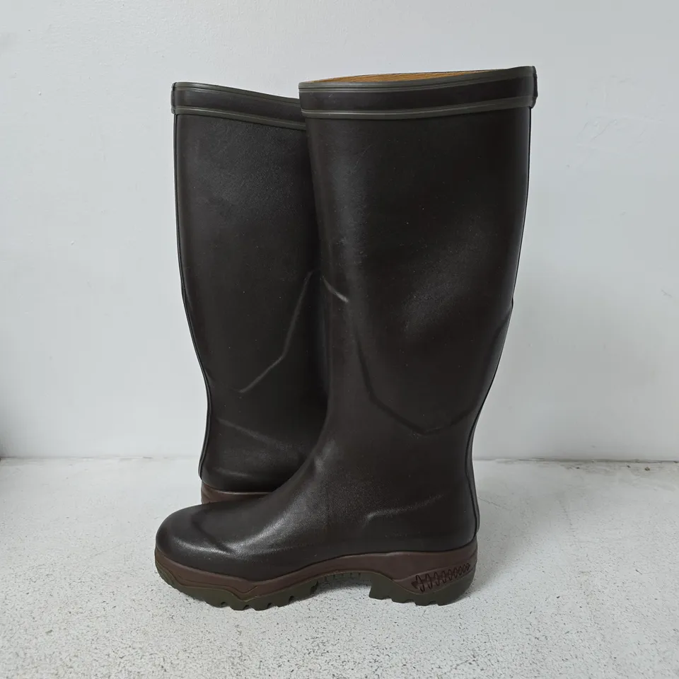 AIGLE BROWN RUBBER WELLINGTON BOOTS