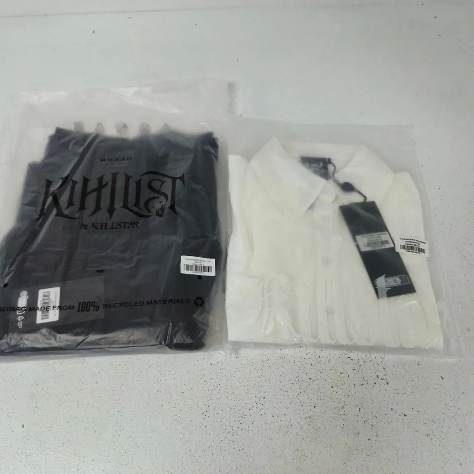 LOT OF APPROXIMATELY 30 BRAND NEW KILLSTAR CLOTHING ITEMS INCLUDES SHADOW EMPRESS KNIT TOPS AND MOURNING SHIRTS - VARIOUS SIZES