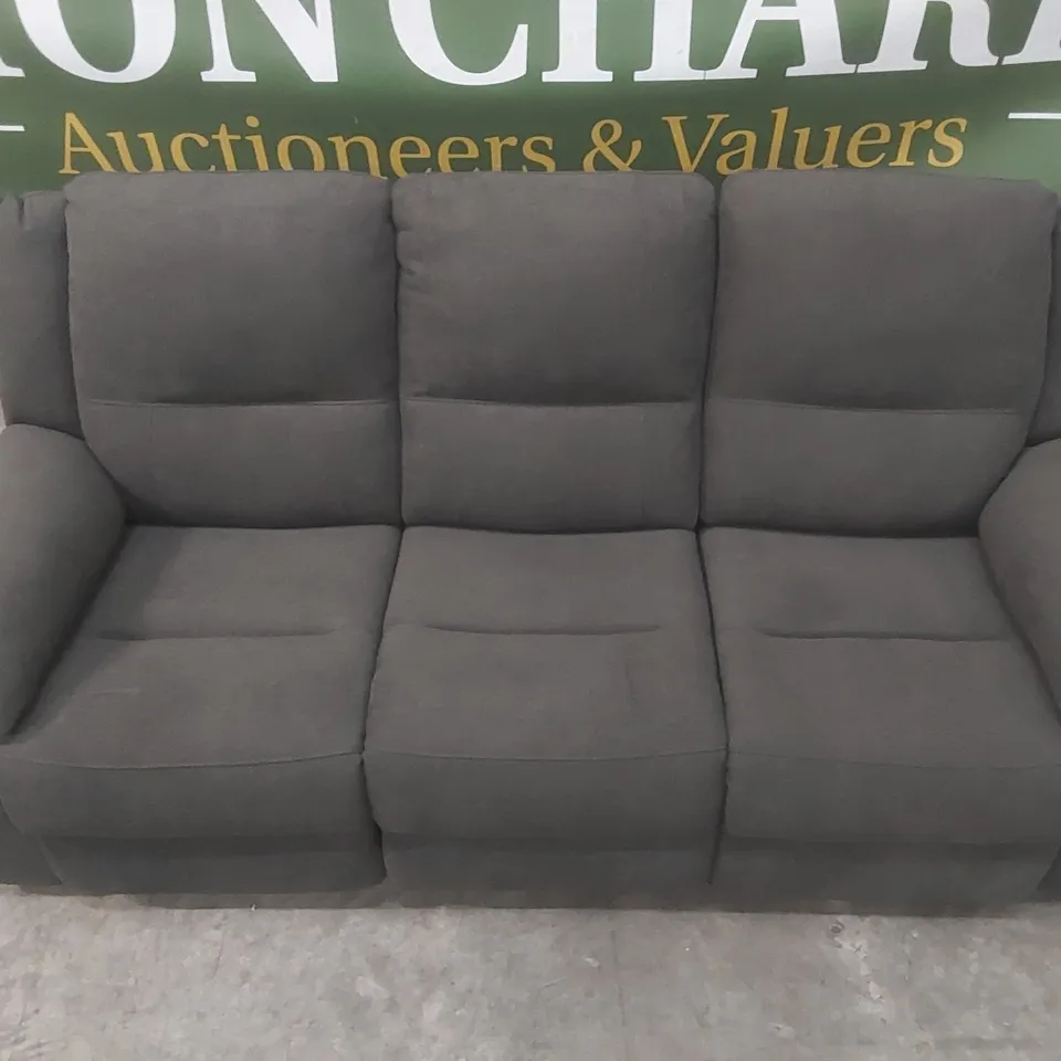 QUALITY DESIGNER ALBION CHENILLE 3 SEATER HIGH BACK MANUAL RECLINER SOFA