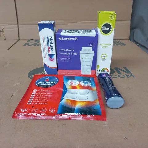 TOTE OF APPROXIMATELY 15 ASSORTED ITEMS TO INCLUDE BARRIER CREAM, BREASTMILK STORAGE BAGS, DUREX LUBE, HEAT PATCHES ETC