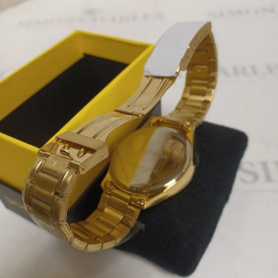 BOXED SEKONDA BLACK & GOLD CIRCULAR WATCH 