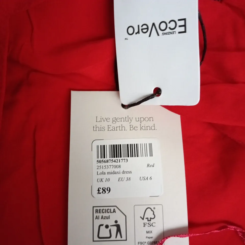 NOBODY'S CHILD LOLA MIDAXI DRESS – RED, UK 10 (EU 38, US 6)