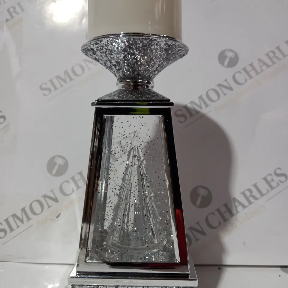 JULIEN MACDONALD FLAMELESS SWIRLING GLITTER CHRISTMAS TREE CANDLE HOLDER