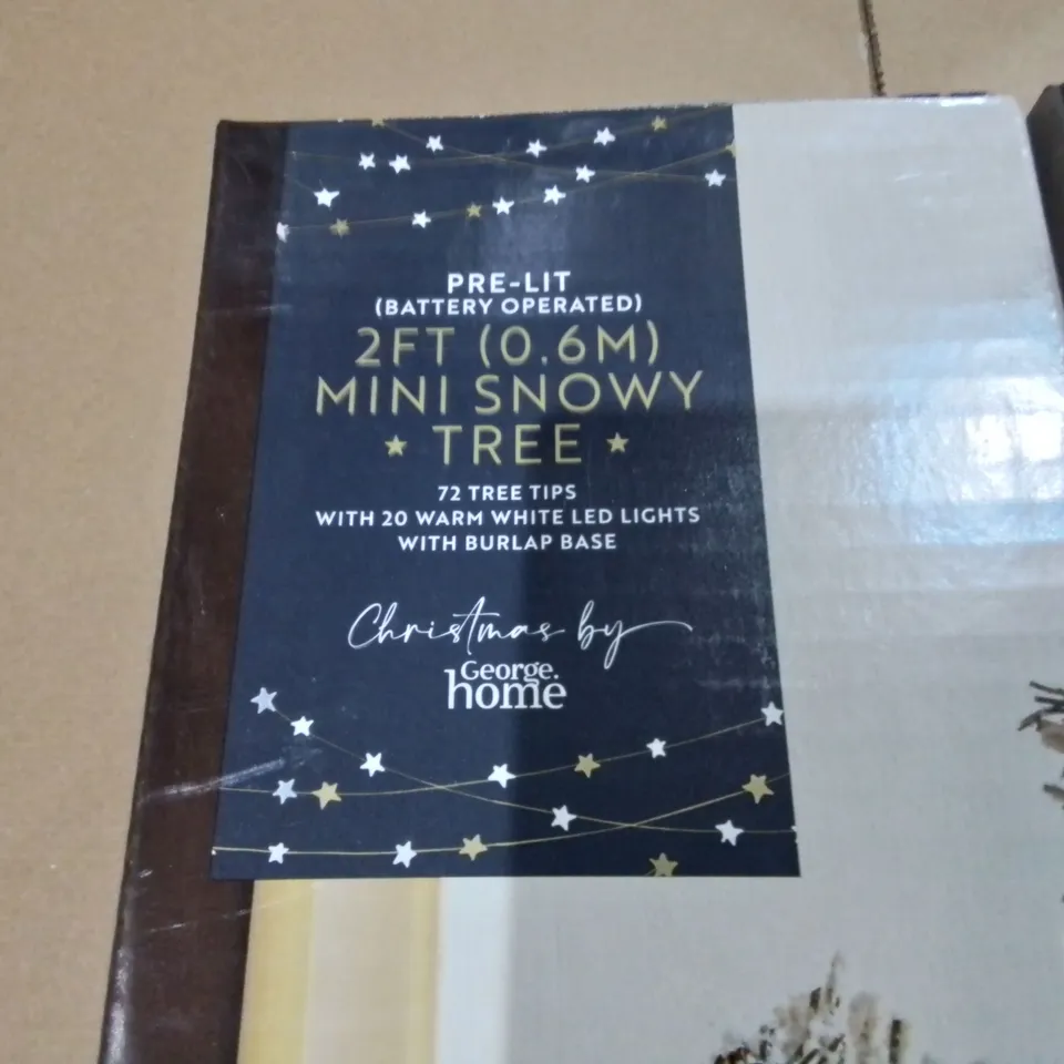 LOT OF 6 BRAND NEW PRE LIT 2FT MINI SNOWY TREES