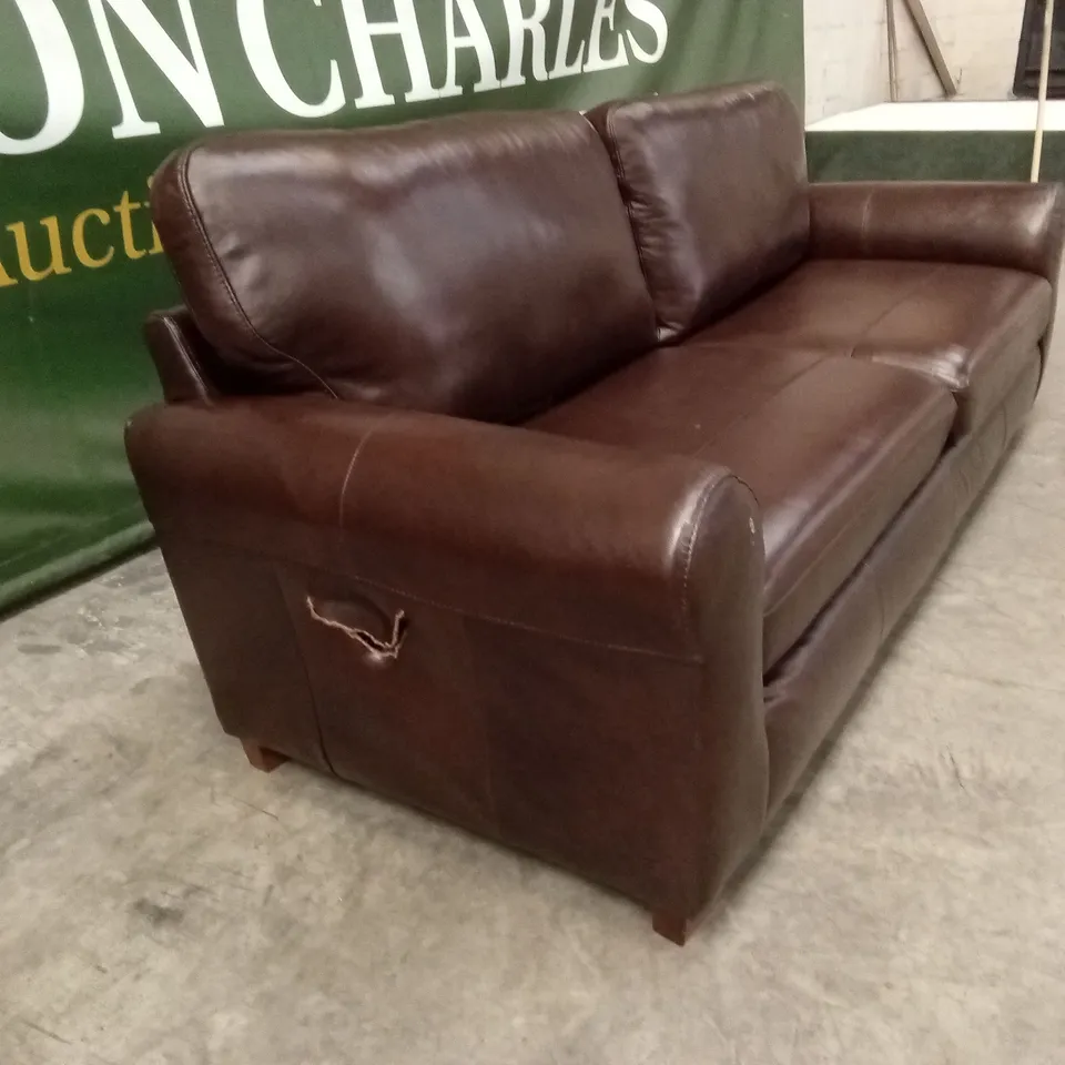 BAILEY 4 SEATER LEATHER SOFA - CHOCOLATE RRP £849