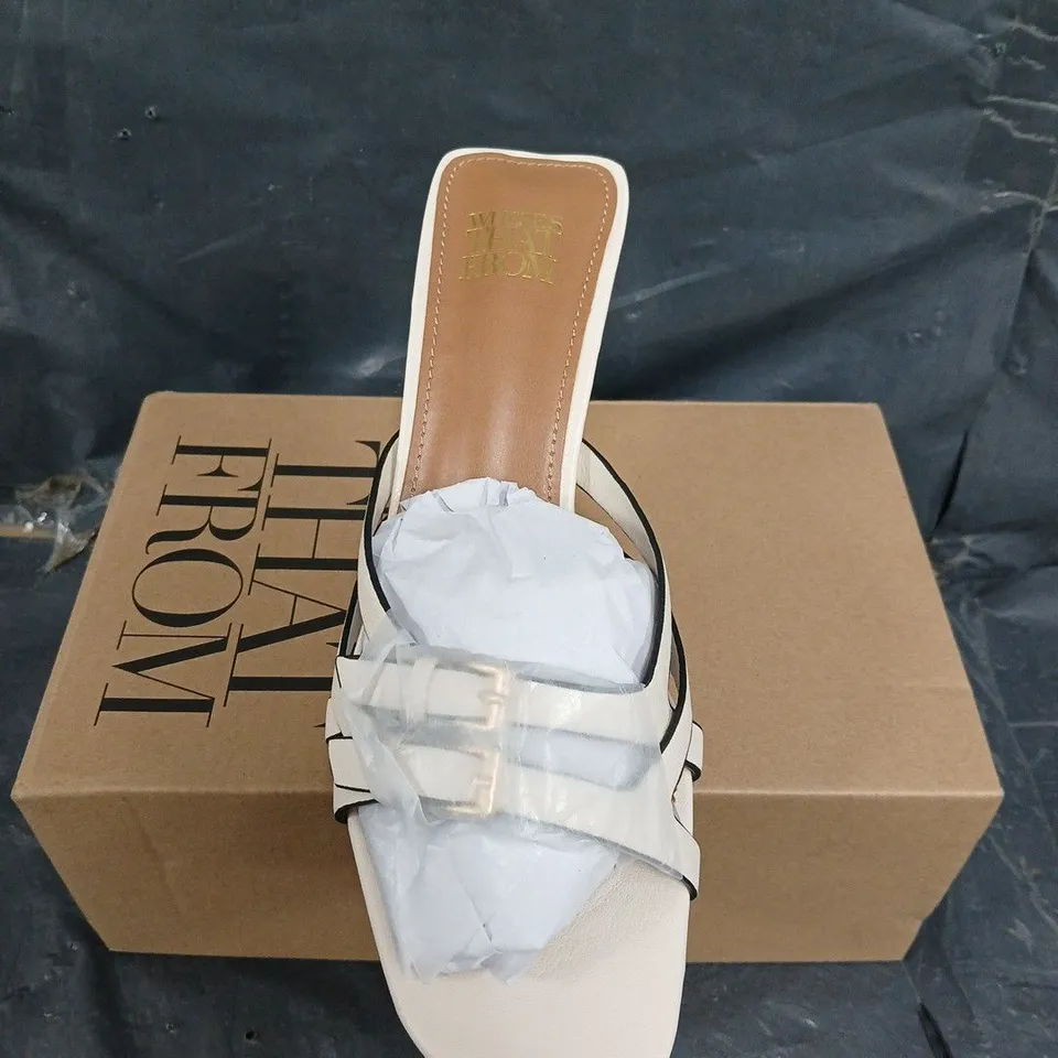 BOXED PAIR OF WHERES THAT FROM OPEN TOE SHOES - UK SIZE 5