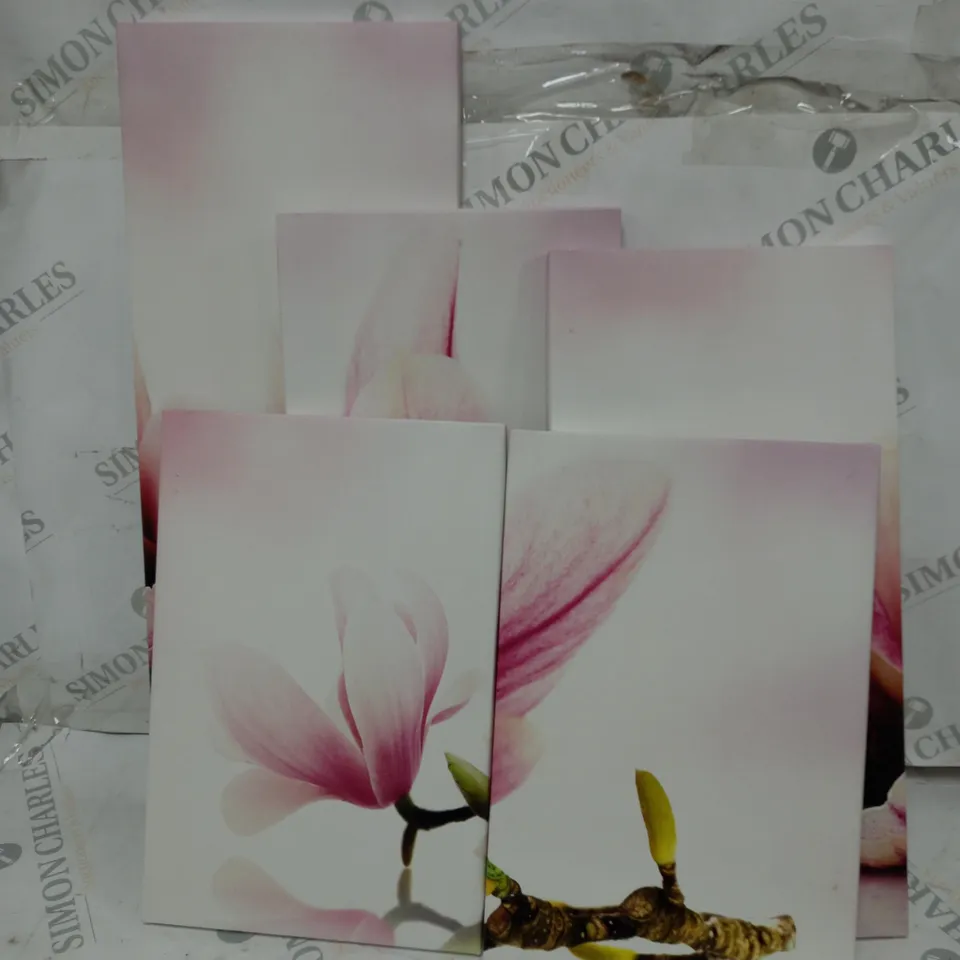 BOXED EAST URBAN HOME MAGNOLIAS PINK FLOWERS MULTI-PIECE CANVAS