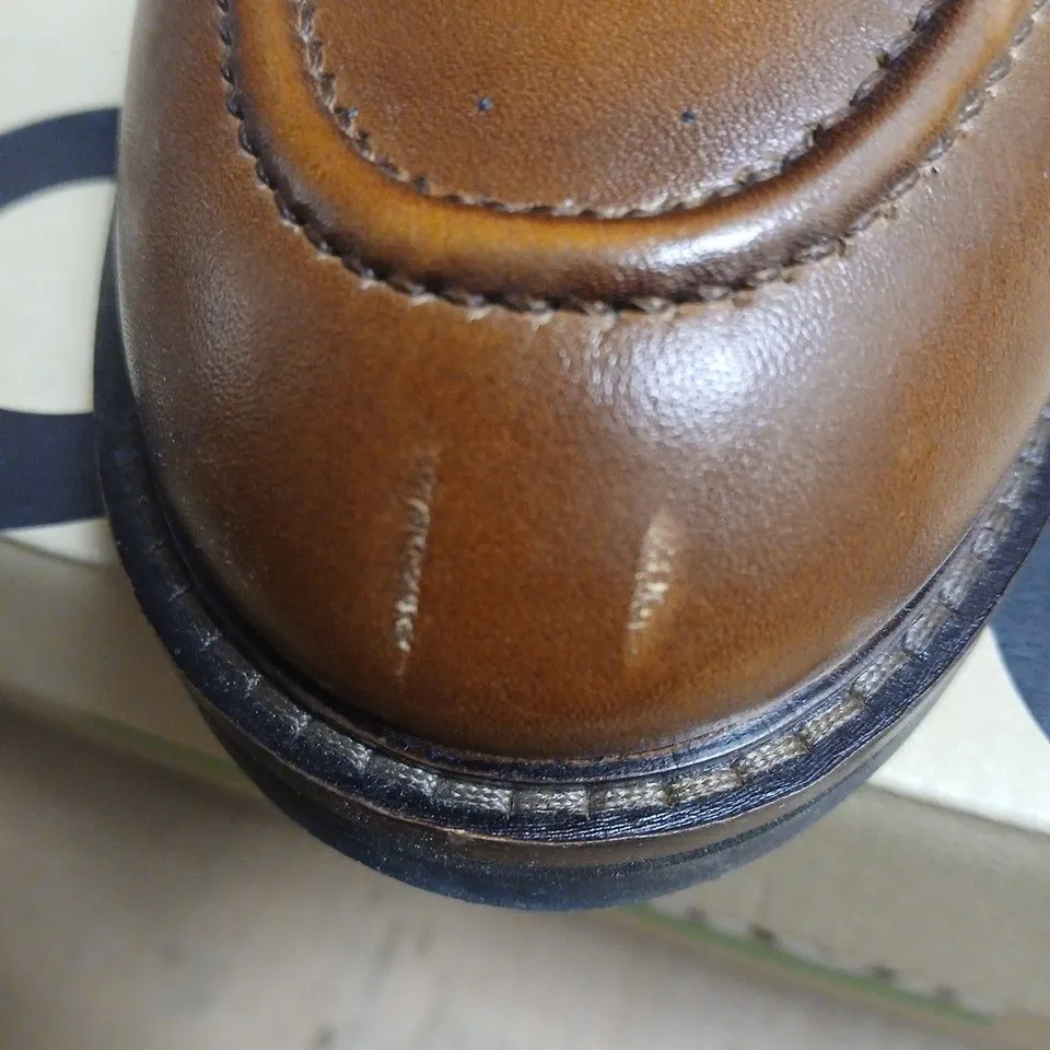 SCHUH BROWN LEATHER PENNY LOAFERS – MEN'S BOXED SIZE UK 12