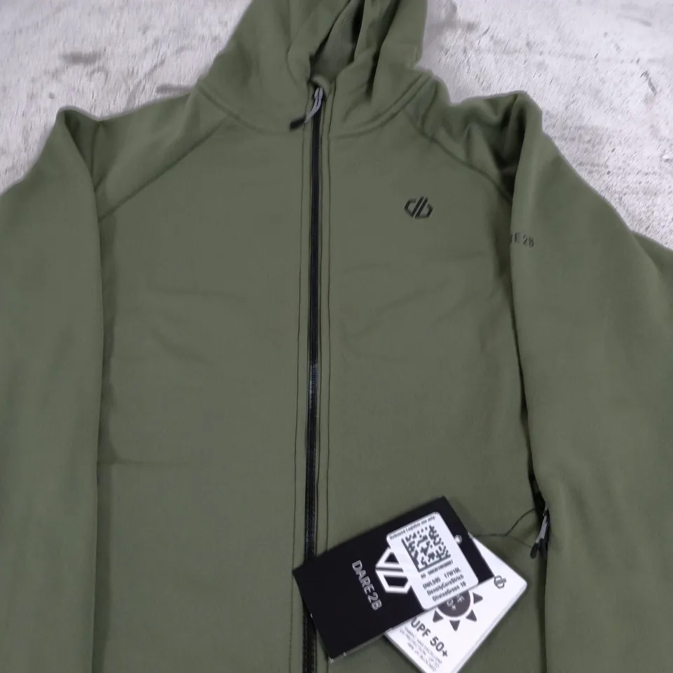 DARE 2B OLIVE GREEN HOODED FLEECE JACKET, UK 10 (EU 36)