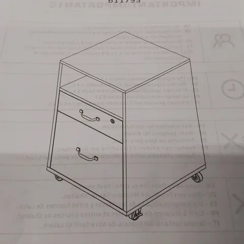 BOXED 2 DRAWER FILING CABINET - RUSTIC BROWN/BLACK (1 BOX)