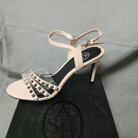 ASH HELLO POWDER 3S SANDALS – UK 5 (EU 38), NUDE PATENT WITH STUDDED STRAPS