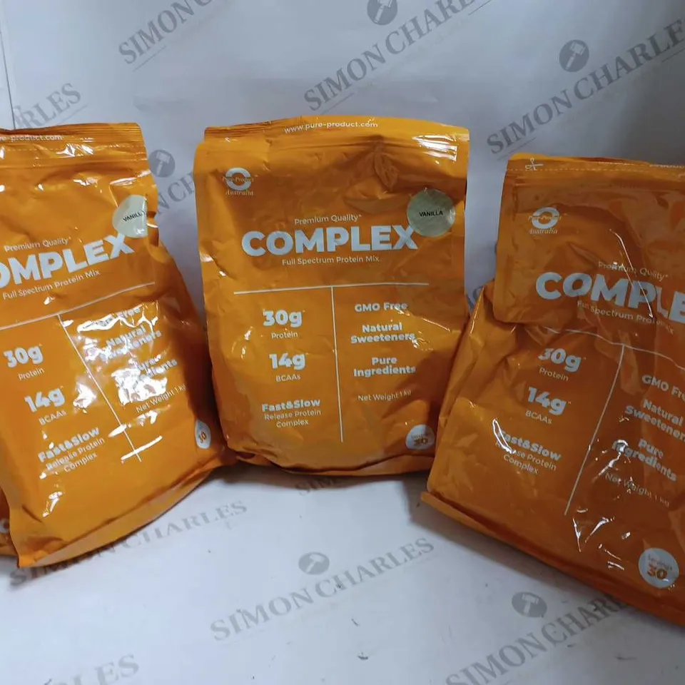 LOT OF APPROXIMATELY 3 PURE-PRODUCT AUSTRALIA COMPLEX FULL SPECTRUM PROTEIN MIX (VANILLA - 3x1KG)
