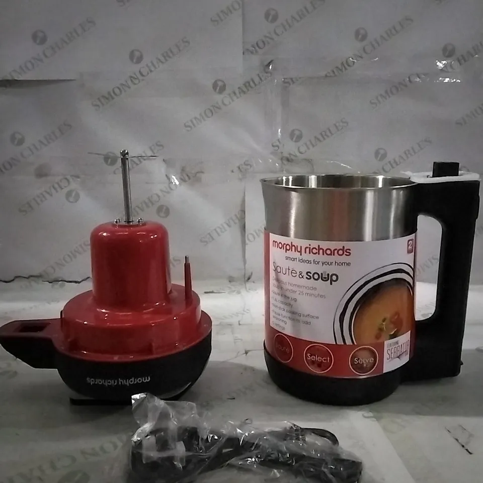 BOXED MORPHY RICHARDS SAUTE AND SOUP STAINLESS STEEL 1.6L SOUP MAKER