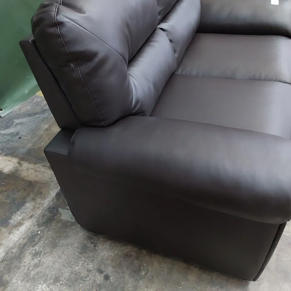 DESIGNER TWO SEATER SOFA BROWN LEATHER 