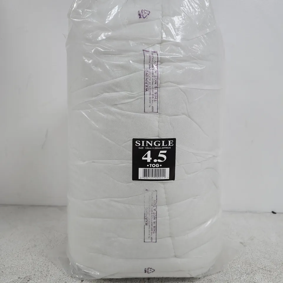 SEALED SINGLE 4.5 TOG DUVET 