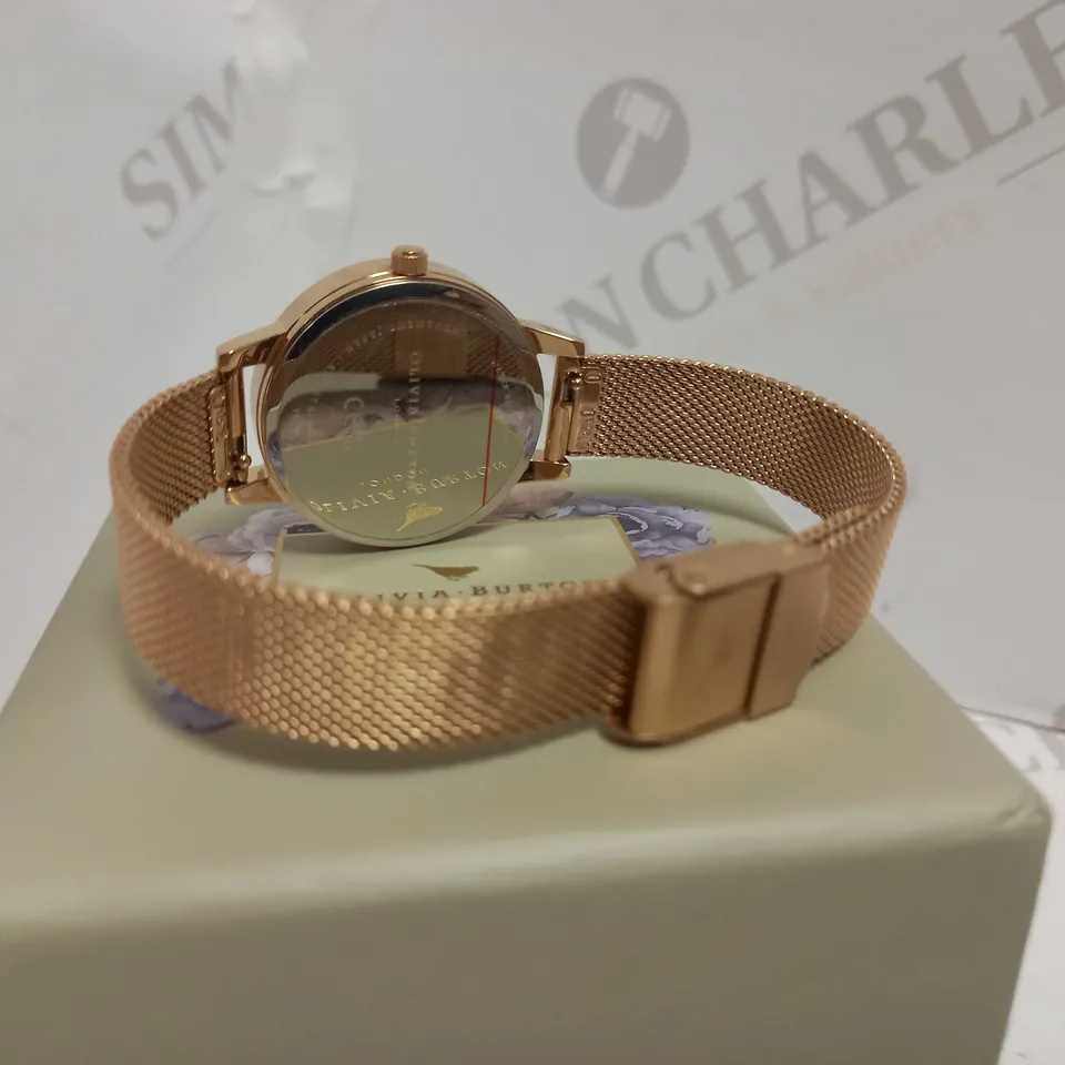 OLIVIA BURTON STAINLESS STEEL MESH RAINBOW ROSE GOLD LADIES WATCH RRP £115