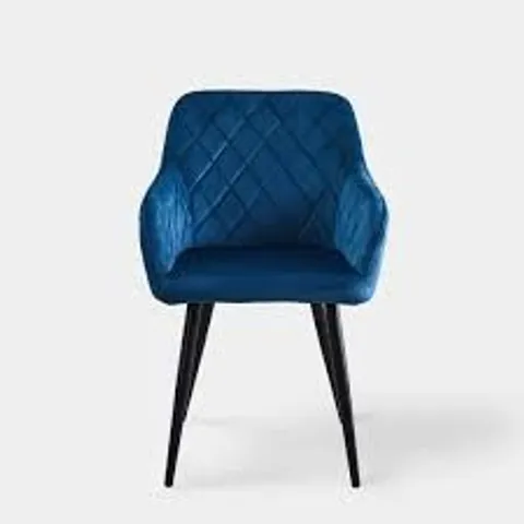 BOXED SET OF 2 BLUE VELVET DINING CHAIRS