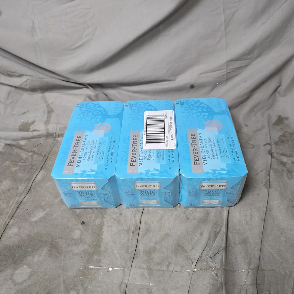 3 X 8 PACK OF FEVER TREE MEDITERRANEAN TONIC WATER 150ML CANS