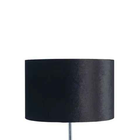BOXED LAMPENSCHIRM BLACK AND SILVER VELVET LAMP SHADE