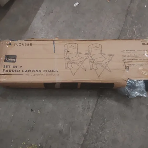 BOXED PAIR OF VOYAGER PADDED CAMPING CHAIRS