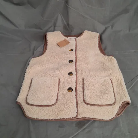 BODEN TEDDY GILET IN BEIGE BROWN SIZE 6