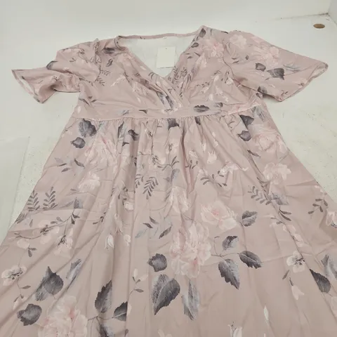 ALBA MUSE LONDON PINK FLORAL WRAP DRESS – XL