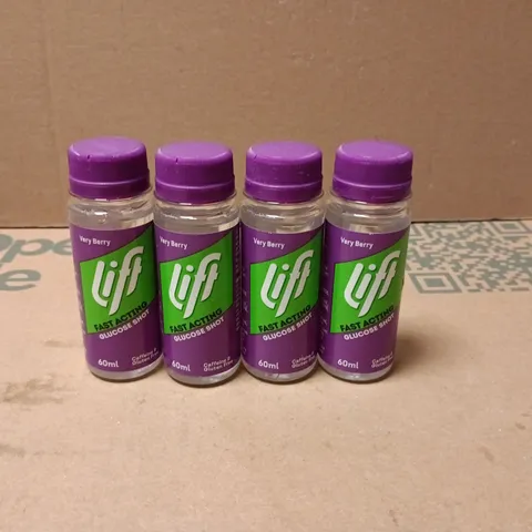 4 X LIFT FAST ACTING GLUCOSE SHOT "VERY BERRY" 60ML