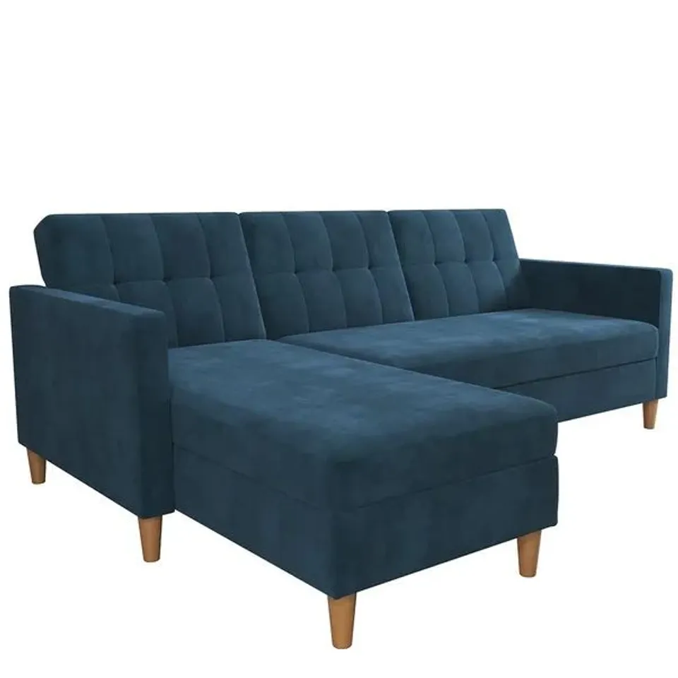 BOXED HARTFORD CORNER SOFA BED CHAISE WITH STORAGE - BLUE (2 BOXES)