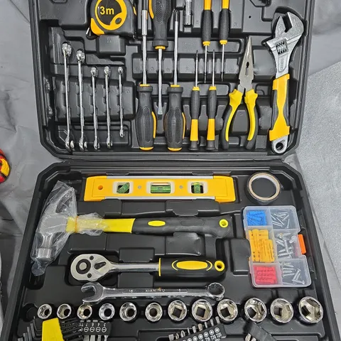 Tool kit in case with assorted hand tools 