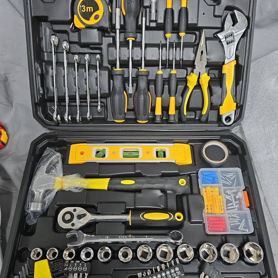 Tool kit in case with assorted hand tools 