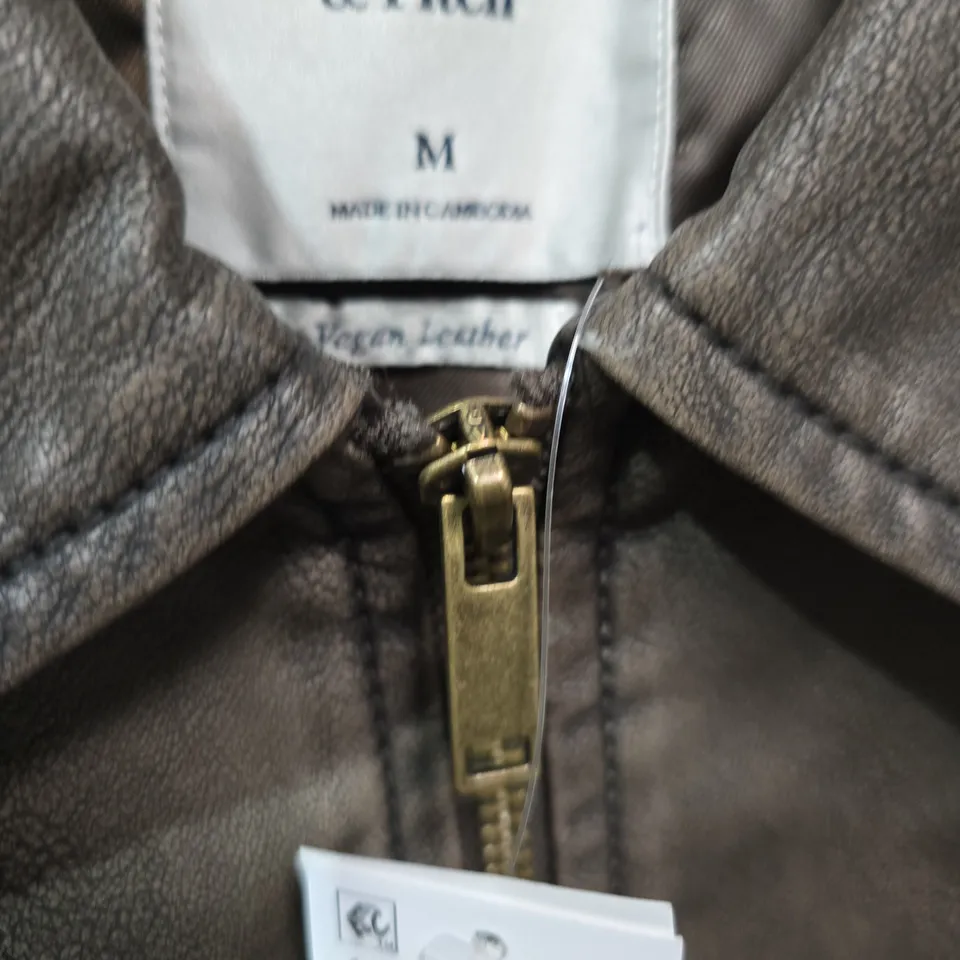 ABERCROMBIE & FITCH VEGAN LEATHER JACKET – BROWN, SIZE M 