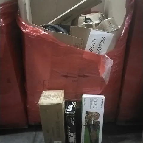 PALLET OF ASSORTED HOUSEHOLD GOODS AND PRODUCTS TO INCLUDE; BBQ, PULL UP BAR, FENCE, BOXED FURNITURE ETC
