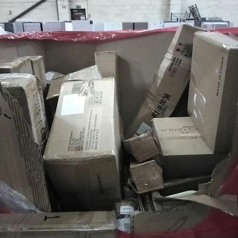 PALLET OF ASSORTED ITEMS TO INCLUDE: KIDS BIKE, 3-TIER CLOTHES AIRER, RFIVER MODEL MT2003, ASUELIC BACKDROP STAND ETC