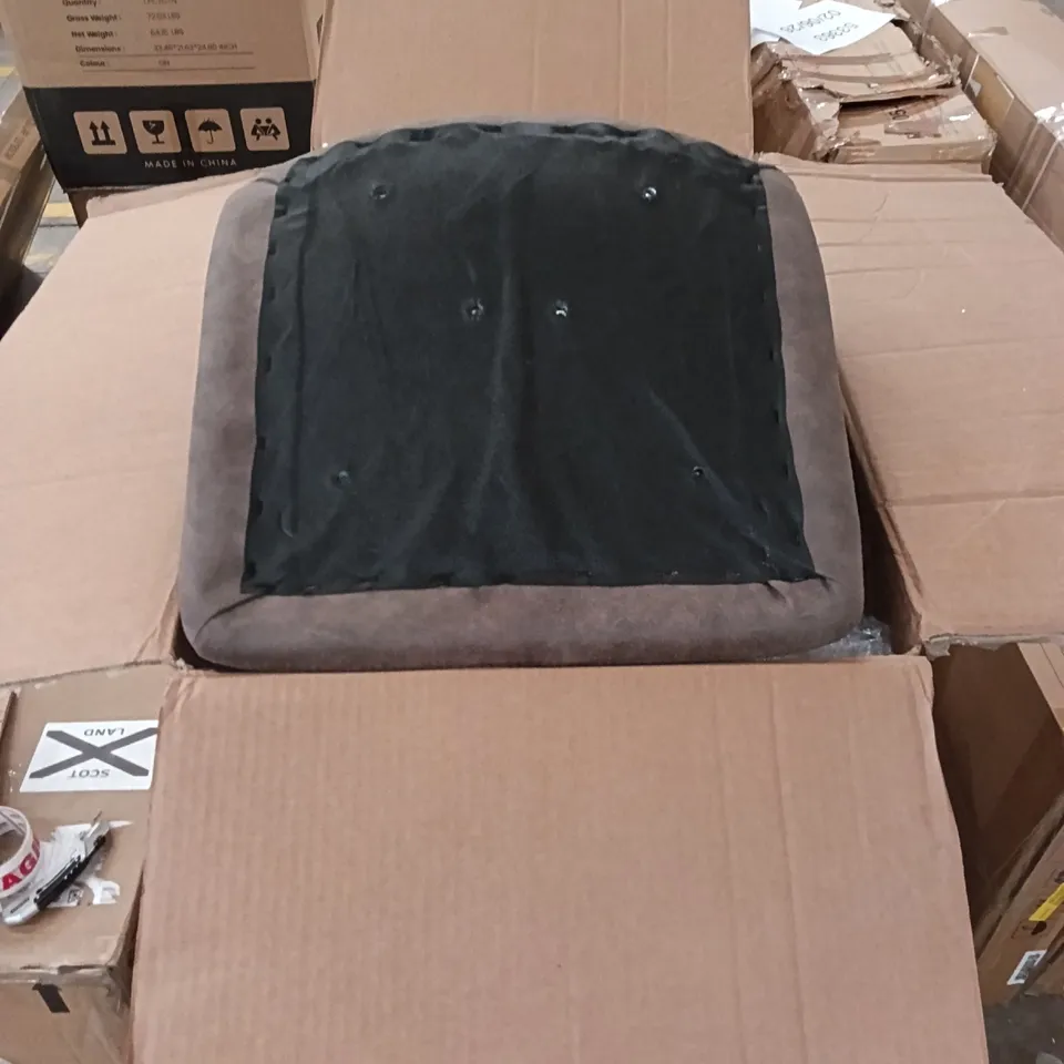 BOXED VELVET DINING CHAIRS (SET OF 4) - BROWN/BLACK LEGS (1 BOX)