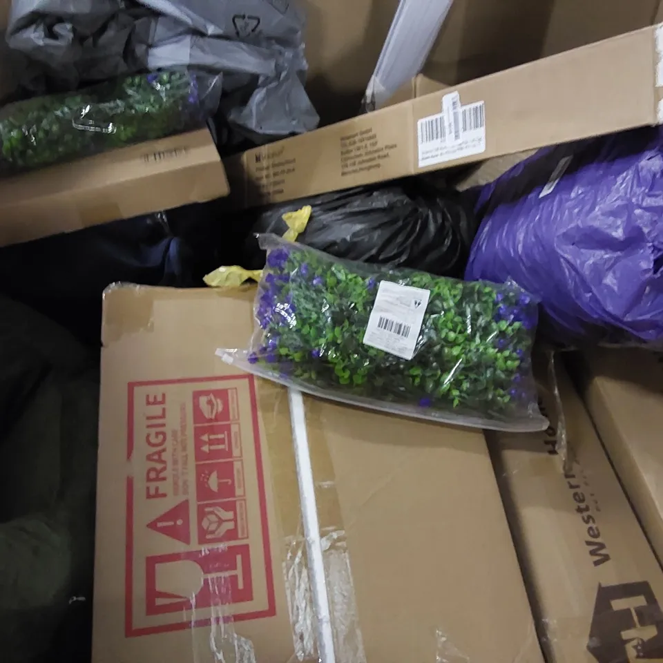 PALLET OF ASSORTED ITEMS INCLUDING: HIGH CHAIR, HEATER, ELECTRIC BLANKET, DEHUMIDIFIER, FABRIC WARDROBE 