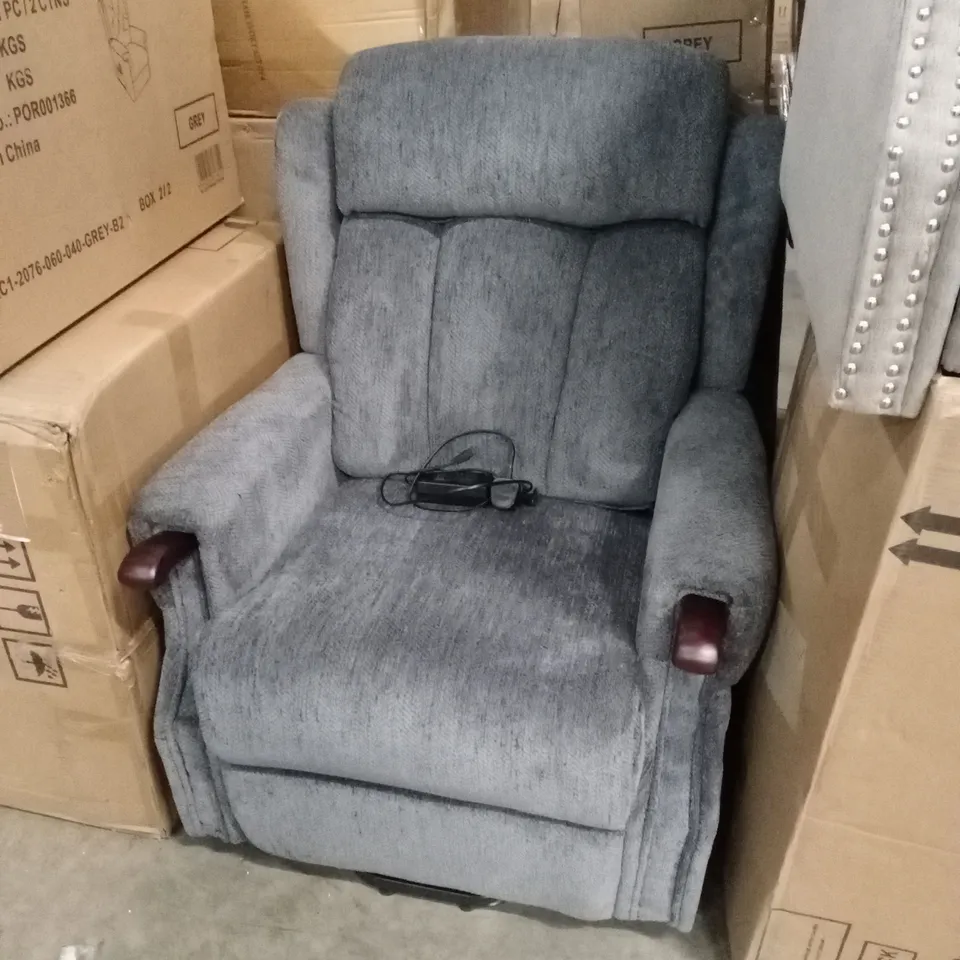 DESIGNER FABRIC UPHOLSTERED POWER RECLINING EASY CHAIR