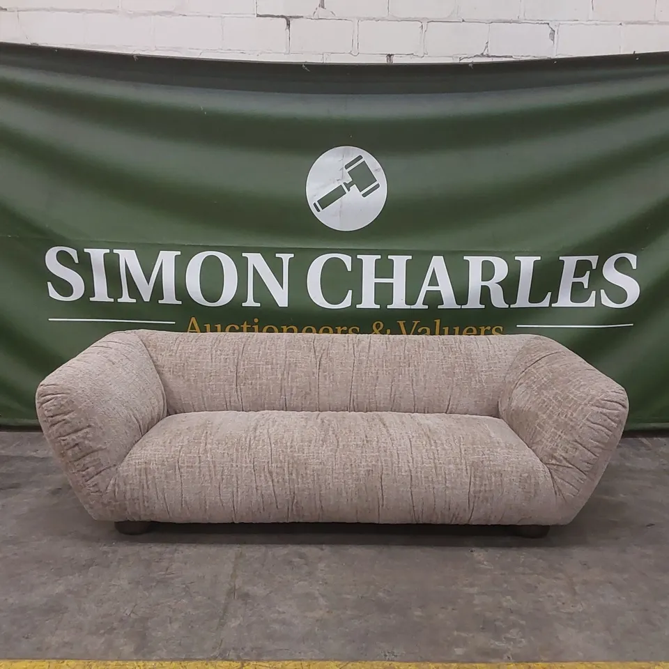 QUALITY DESIGNER ROCHE 4 SEATER OMBRA FABRIC SOFA - BEIGE 